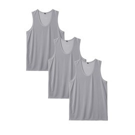 Labonium Men's Tank Top, Set of 3, Dry Mesh, Absorbent, Quick Drying, Inner Training, Sleeveless, Solid Color, gray