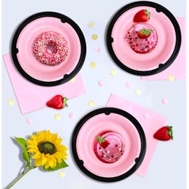 Trenton Gifts 10-Inch Reusable Plastic Paper Plate Holders, Picnic Supplies (12 Set - Black)