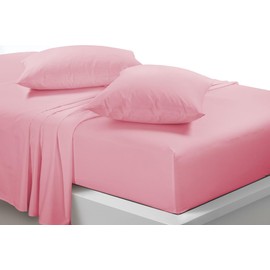 Fitted Sheet Small Double / 4ft Pink Soft, Deep Pocket, Wrinkle Free, Easy Care Poly Cotton (SD pink)