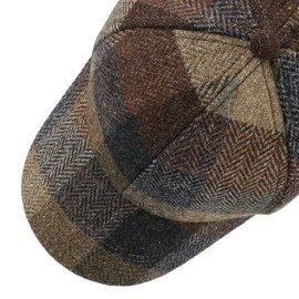 LIERYS Herringbone Check Cap Women/Men One Size (approx. 58-60 cm) - Made of 100% Virgin Wool - Lined with Cotton - Size Adjustable with Metal Buckle - Baseball Cap Autumn/Winter, brown