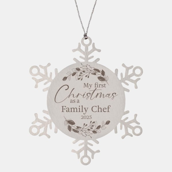 My First Christmas as a Family Chef 2025 Snowflake Ornament