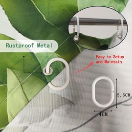 NEJLCTOROUS Shower Curtain, 180 x 180 cm, Green Leaves, Waterproof Washable Shower Curtains, Weighted Hem, Bath Curtains with Eyelets and 12 Shower Curtain Rings for Bathroom, Bathtub