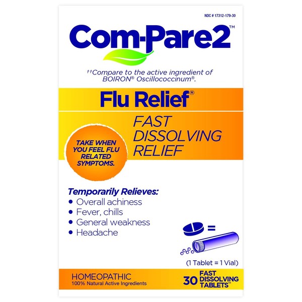 Com-Pare2 Flu Relief 30ct for Cold and Flu Symptoms