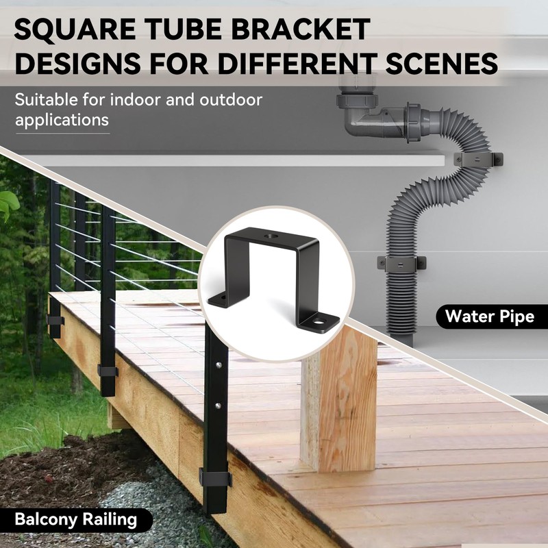 2"x2" Square Tube Strap Clamp | Black Square Pipe Clamp