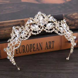 Fdesigner Baroque Wedding Crowns and Tiaras Rhinestone Bride Tiaras Royal Tiara for Women and Girls (Silver)