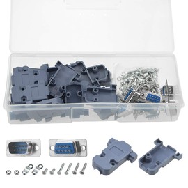XINGYHENG 10Pcs(5 Pair) DB9 9 Pin Female to Male Solder Type Connectors and 10Set Gray Plastic Hoods Complete Set of Crimp Connector Assortment Kit