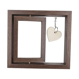 Sarini Photo Frame With Heart-Shaped Rotating Floating Mr. And Mrs. Photo Frame Double-Sided Wooden Wedding Photo Frame Suitable For Wedding Engagement Gift