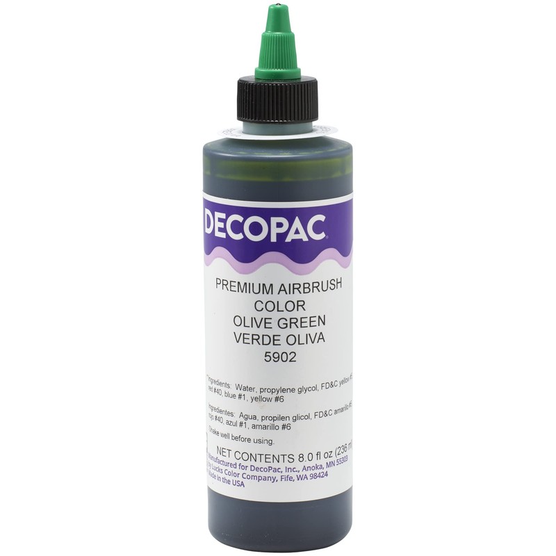 DecoPac Olive Green Food Coloring, 8 Fl Oz Airbrush Food
