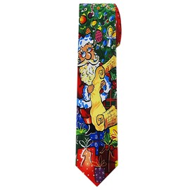 Jerry Garcia Men's Surprise Package Christmas Santa Claus Reading List Regular Neck Tie