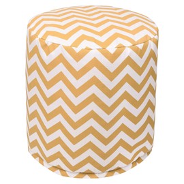 Majestic Home Goods Yellow Chevron Indoor/Outdoor Bean Bag Ottoman Pouf 16" L x 16" W x 17" H