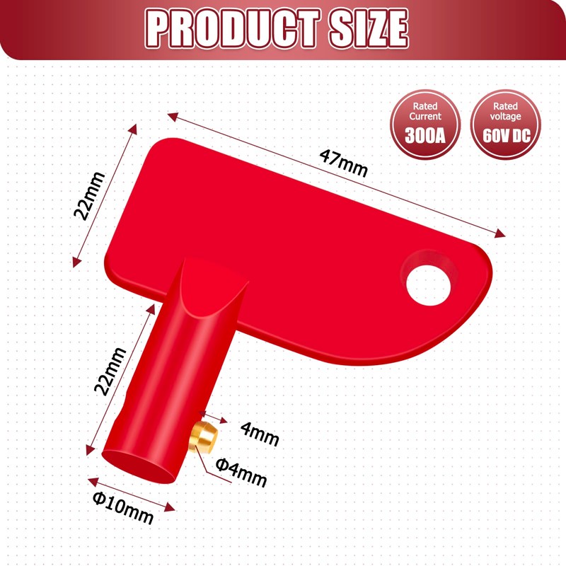 Battery Disconnect Key Ø14mm 4 Pcs, Battery Disconnect Switch Key