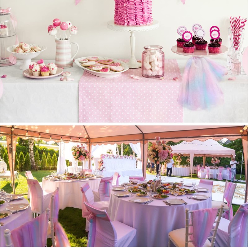 Tulle Fabric Rainbow Glitter Tulle Table Runner 15 cm x
