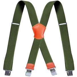 Nacorulu Suspenders for Men Heavy Duty,1.5" Elastic Adjustable X-Back Mens Suspender with Clips for Seniors Friends Husband (Army Green)
