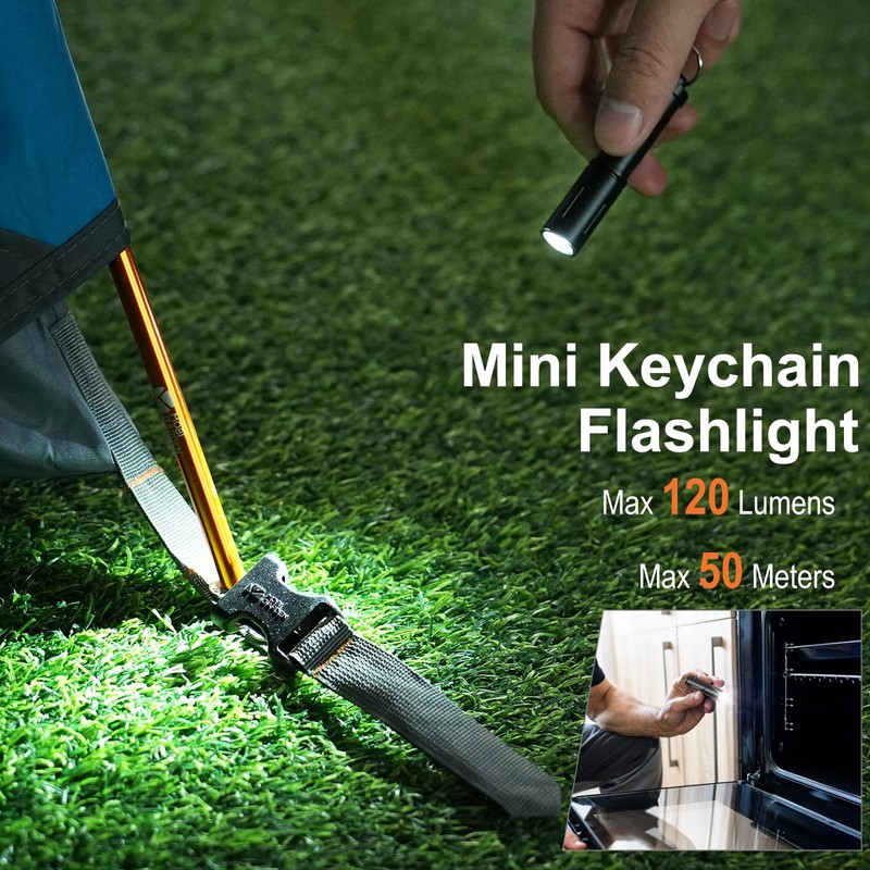 BORUIT RJ11 Small Keychain Flashlight, Mini Compack EDC Flashlights AAA