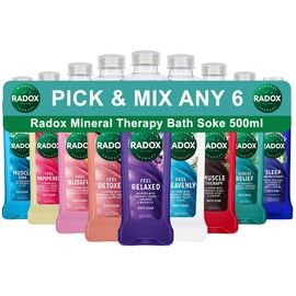Pick and Mix Any 6 Radox Mineral Therapy Bath Soak with Nature Inspired Unique Blend of Herbs for Men and Women pH Skin Neutrally Blended for All Skin Types Body Cleanser, 500 ml
