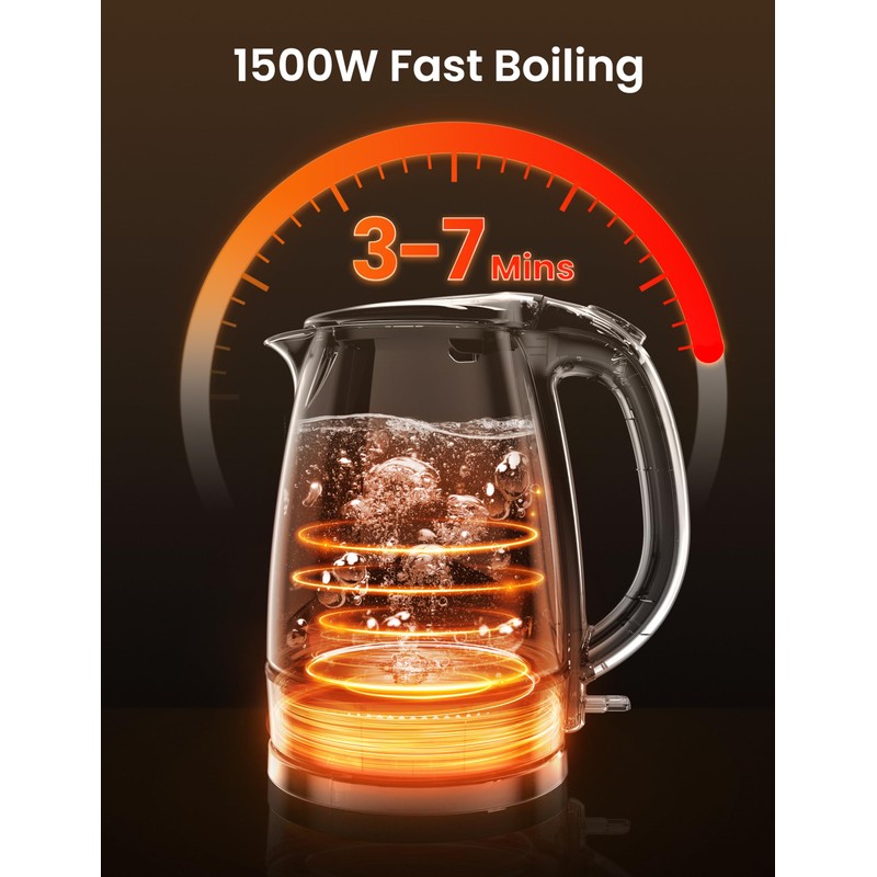 COMFEE' Electric Kettle, 1.7L Hot Water Boiler, 1500W Fast Boil,
