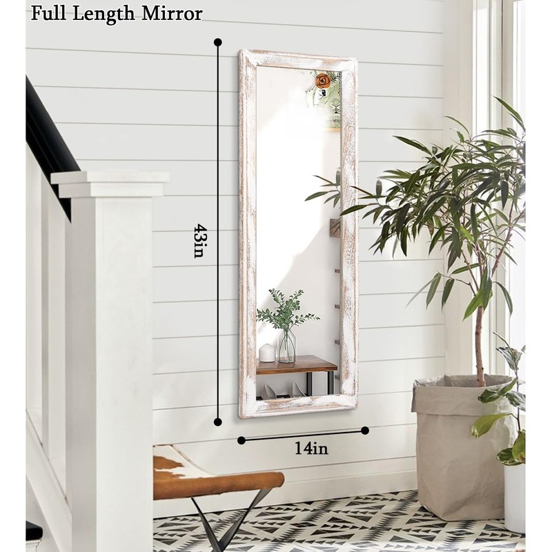 AAZZKANG Wall Mirror Full Length with Wood Frame 43"x14" Rustic