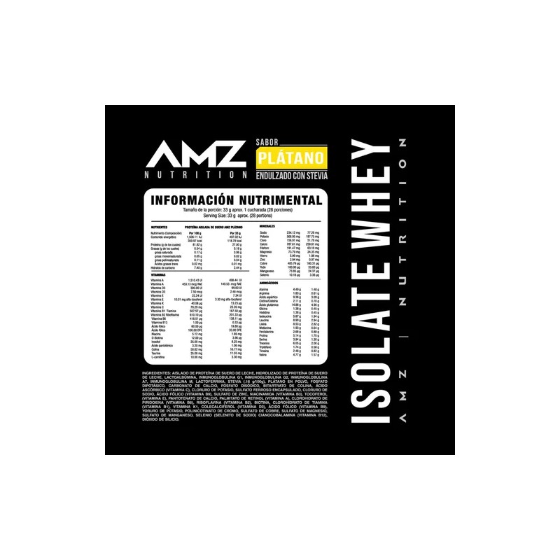 Proteina Amz Isolate Whey 5lbs 2.3kg 70 Serv Sabor Plátano
