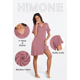 HiMONE Women's Nightgowns & Sleepshirts Button Down Labor and Delivery Gown Pink