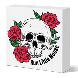 Dark Romance Book Lover Desk Decor Wooden Sign, Reading Decoration for Home Girl Bedroom Dorm Bookish Romance Novel Lovers Gifts for Women Book Lover Nerd Reader Bookworm, Run Little Mouse