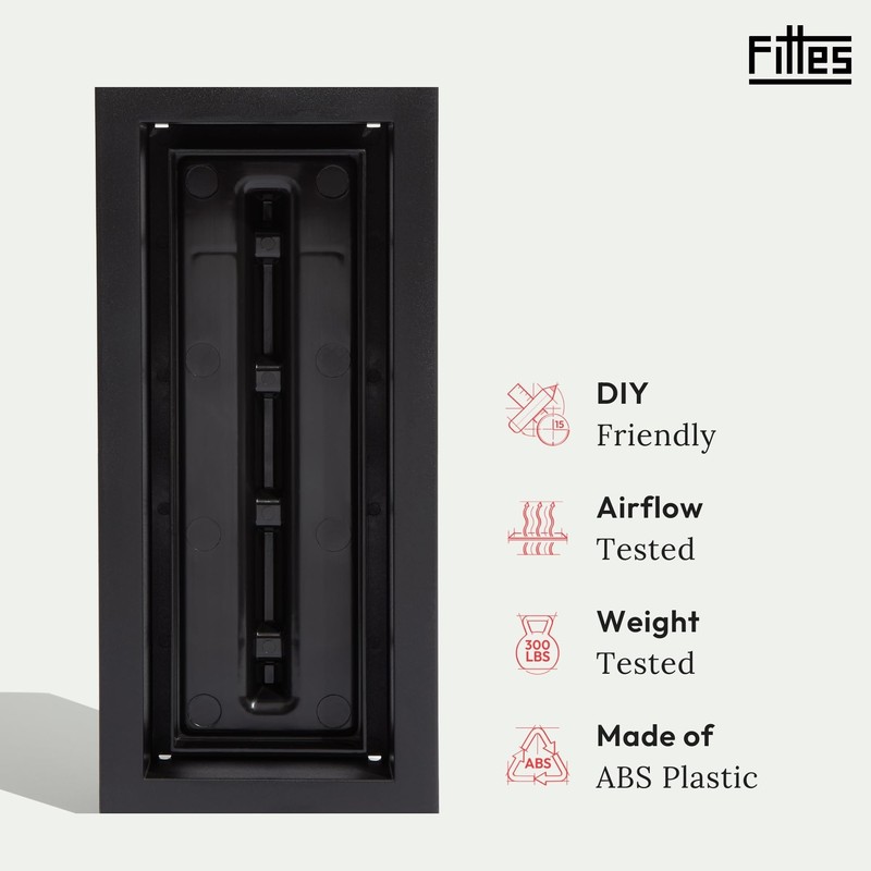 Fittes Framed Floor Vent [Lite] - 4"x10" - Matte Black