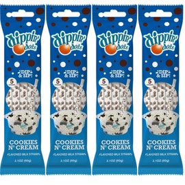 Dippin’ Dots Magically Flavored Milk Straws - Cookies N’ Cream, 4-Pack Bundle (20 Count) | Fun Magic Straws for Kids, Drinks & Cereal | | Sweet Party Treats & Favors