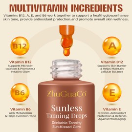 Sunless Tanning Drops to Drink, 2PCS Tan Theory Drops to Drink, Sunless Tanning Liquid Drop, Moisturizing Tanner for Face and Body, Enhancing Your Natural Skin Tone