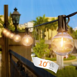 SEVSONSNZZ 10FT Outdoor String Lights - LED Patio Lights Waterproof G40 Plastic Globe Bulbs, Connectable Shatterproof Hanging Outdoor Lights for Indoor Backyard Yard Gazebo Porch Party Decor