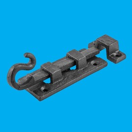 Black Wrought Iron Slide Bolt with Catch 3 7/8" Renovator's Supply