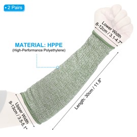 PATIKIL 12 Inch Cut Resistant Sleeve, 2 Pairs Arm Safety Protectors Sleeves Forearm Sleeve HPPE Level 5 Protection for Thin Skin and Bruising, S, Dark Green