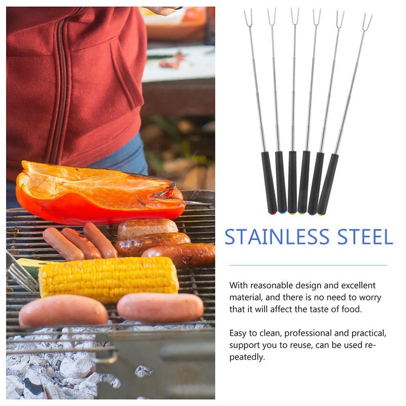4Pcs Telescoping Marshmallow Roasting Sticks, Stainless Steel Barbecue Fork Bonfire