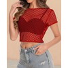 Womens Sheer Mesh Top Fishnet T Shirts Short Sleeve See