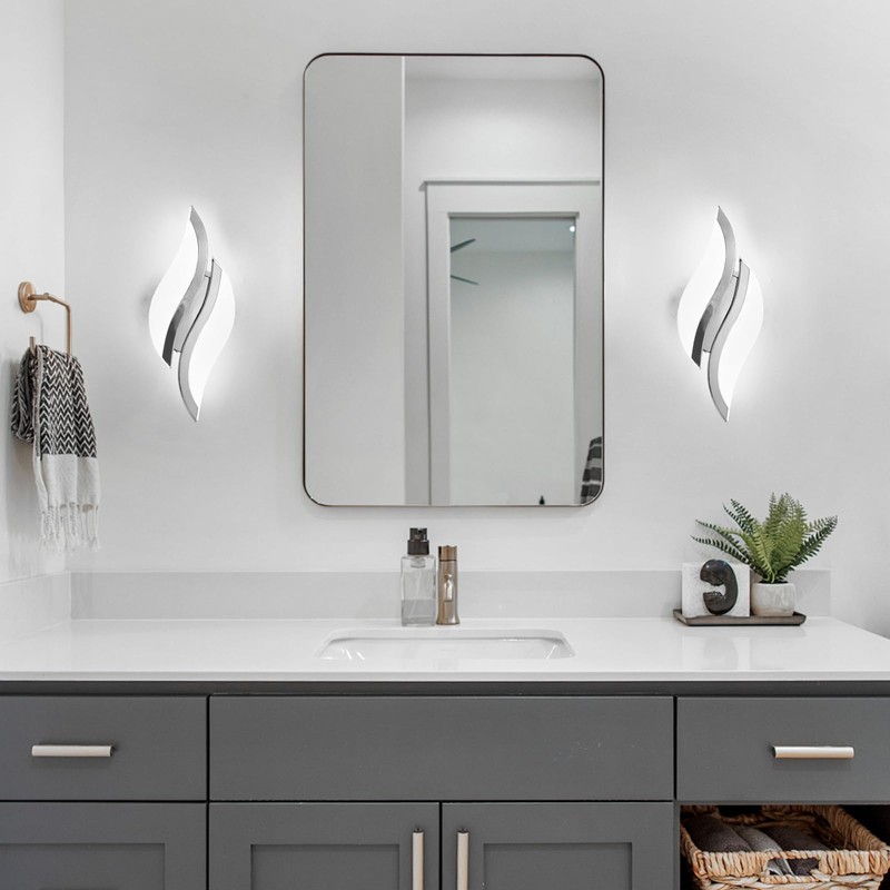CANEOE Modern LED Wall Sconce 6000K Cold White Chrome Indoor