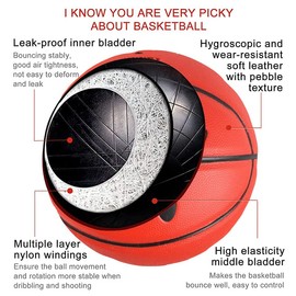 MINDCOLLISION 5/6/7 Smile Basketball, PU Soft Leather Basketball, Good Dribbling and Shooting, Birthday, Suitable for Indoor and Outdoor Playing, Red, No. 6