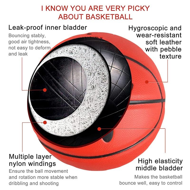 MINDCOLLISION 5/6/7 Smile Basketball, PU Soft Leather Basketball, Good Dribbling