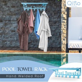 Pool Towel Rack Holder for Outdoors Swimming Pool Storage Hand Welded Roof for Extra Space Towels Robes Pool Toys