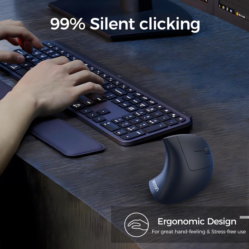 AVMTON Vertical Wireless Mouse ，Ergonomic Mouse,Rechargeable 2.4G Optical Carpal Tunnel