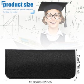 Faux Leather Eyeglass Case Soft Slip in Glasses Case Pouch Portable Sunglasses Case for Men Women, 6 x 2.8 x 0.8 Inch