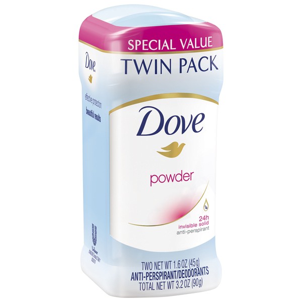 Dove Antiperspirant Deodorant, Powder 1.6 oz, Twin Pack