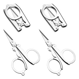OT-NVWOZR Small Folding Scissors, 4 PCS Mini Stainless Steel Foldable Scissor, Portable Travel Cutter Pocket Craft Scissors for Classroom School Camping Home Sewing Paper Cutting DIY Fabric Project