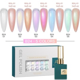 AS Gel Nail 5-Piece Set Includes Magnetic Syrup Glitter Color Gel Art Board, 1 Set, B24 / AS젤 네일 5종 세트 자석 시럽 글리터 컬러 젤 아트판 포함, 1세트, B24