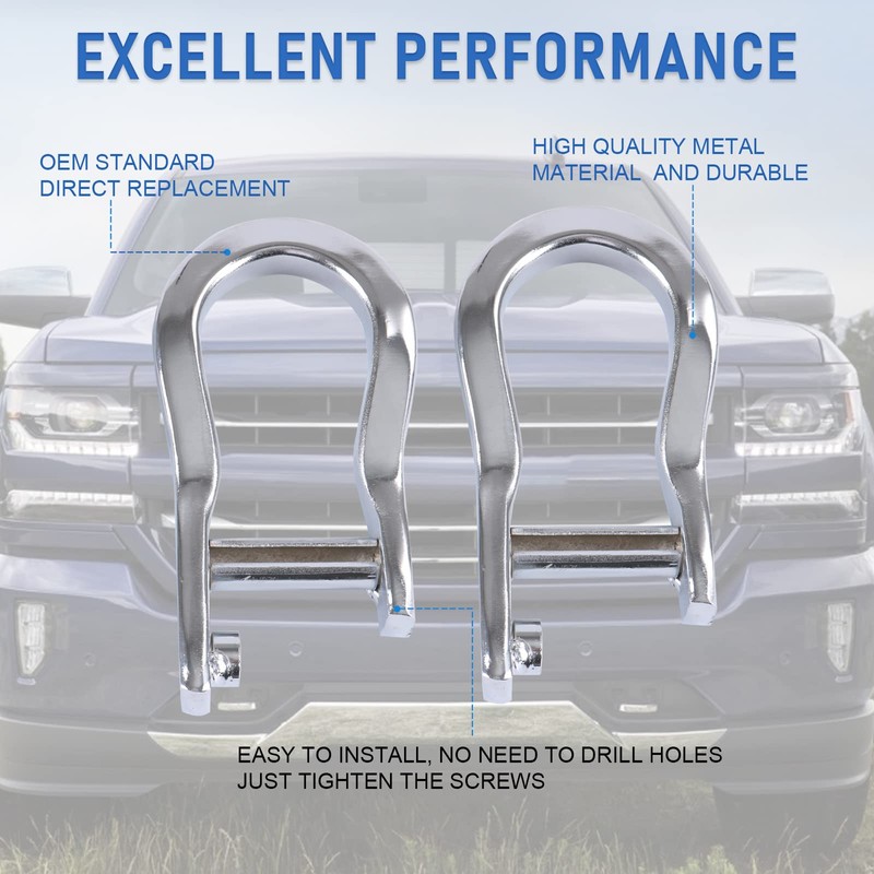 CARMOCAR Front Recovery Tow Hooks Replacement for 2007-2019 Chevy Silverado
