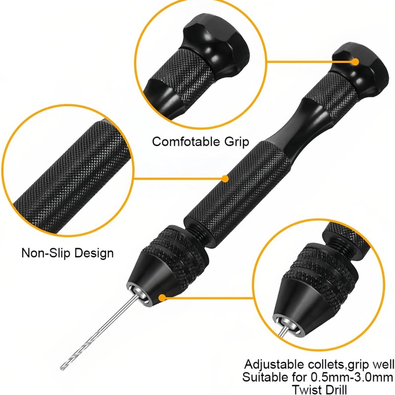 51Pcs Hand Drill Bit Set, 0.5-3.0mm Precision Pin Vise Drill,