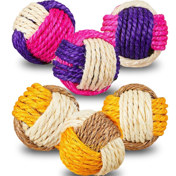 6 Pieces Cat Toy Ball Cat Sisal Ball Interactive Cat
