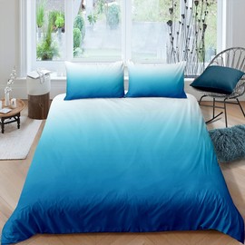 Ombre Duvet Cover Set Ombre Effects Bedding Set Kids Girls Boys Gradient Blue White Bedding & Linen Set 3Pcs Double Size