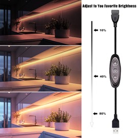 GXILEE 5V USB LED Dimmer Switch, 10-Speed Dimming, Female to Male, 2 Pack USB Dimmer for 5V Single Color LED Lights (Black)