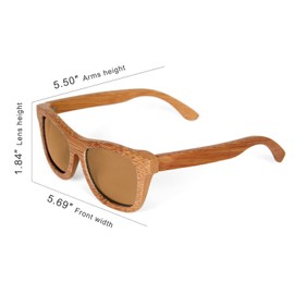 Naudamp Bamboo Polarised Sunglasses Men Women Wooden Glasses for Water Sports and Outdoor Activities, brown