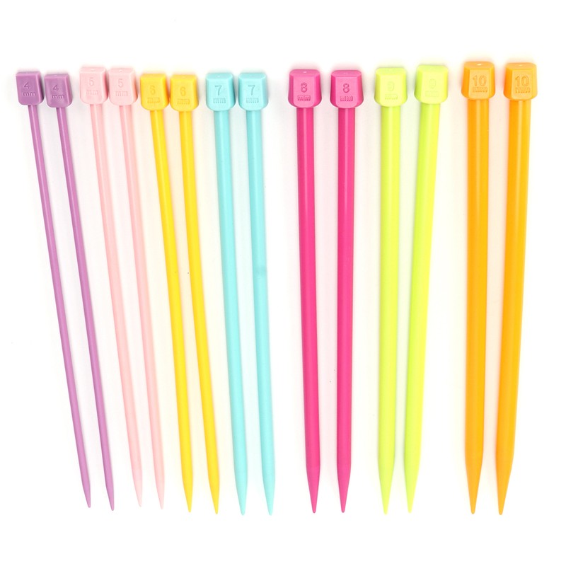 14 Pcs Knitting Needles Multicolour Portable 25cm Sweater Needle Plastic