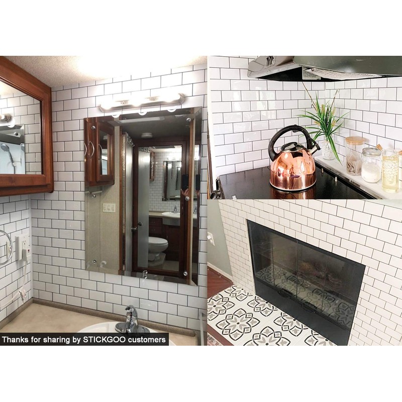 STICKGOO 10-Sheet White Subway Tiles Peel and Stick Backsplash, Stick