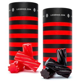 Licorice.com | Red and Black Licorice | Licorice Candy Twists | | Soft & Chewy Australian Licorice In Yummy & Sweet Strawberry Flavor | Pack of 2